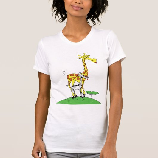 Giraffe und ein Zebra-T - Shirt (Vorderseite)