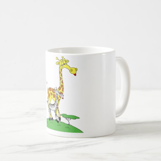 Giraffe und eine Zebra-Tasse Kaffeetasse (VorderseiteRechts)
