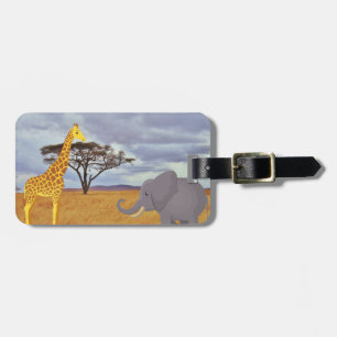 Giraffe und Elefant in der Safari Gepäckanhänger