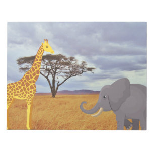 Giraffe und Elefant in der Safari Notizblock