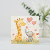 Giraffe und Elephant Valentine Feiertagskarte (Stehend Vorderseite)