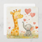 Giraffe und Elephant Valentine Feiertagskarte (Vorne/Hinten)