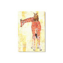 Giraffe und Eule-Leinwand