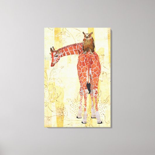 Giraffe und Eule-Leinwand Leinwanddruck (Vorderseite)