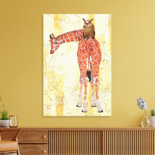 Giraffe und Eule-Leinwand Leinwanddruck (Insitu (Wohnzimmer))