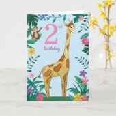 Giraffe und Freunde 2. Geburtstagskarte Karte (Gelbe Blume)