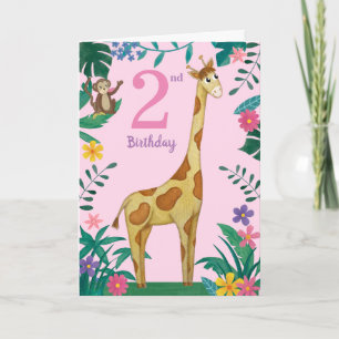Giraffe und Freunde 2. Geburtstagskarte Karte