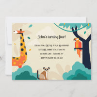 Giraffe und Freunde Einladung zum Geburtstag