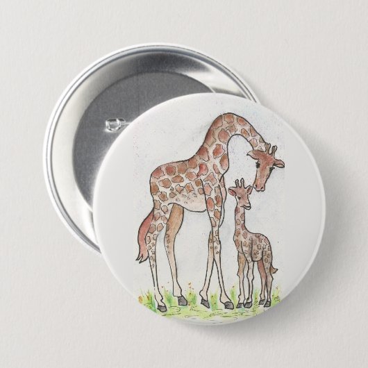 Giraffe und ihr Kalb Button (Vorne & Hinten)