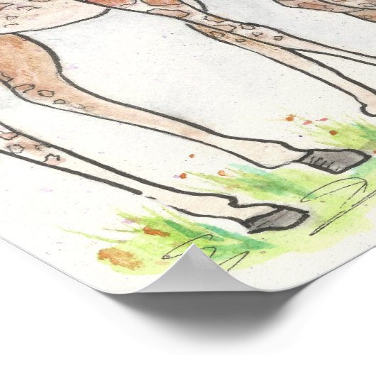 Giraffe und ihr Kalb Poster (Ecke)