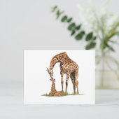 Giraffe und Küssen von Kleinkälbern Postkarte (Stehend Vorderseite)