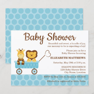Giraffe und Löwe Baby Shower Einladung