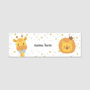 Giraffe und Löwe Namensschild