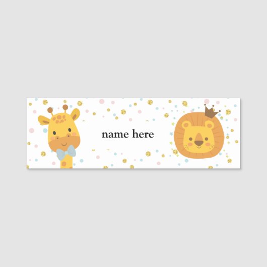 Giraffe und Löwe Namensschild (Vorderseite)