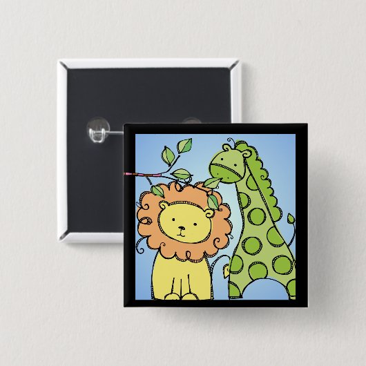 Giraffe und Löwenknopf Button (Vorne & Hinten)