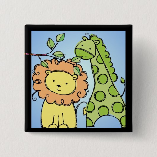 Giraffe und Löwenknopf Button (Vorderseite)