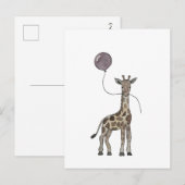 Giraffe und Luftballons Postkarte (Vorne/Hinten)
