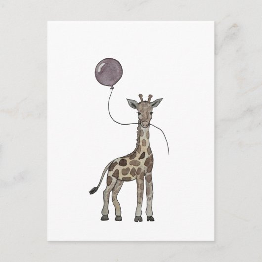 Giraffe und Luftballons Postkarte (Vorderseite)