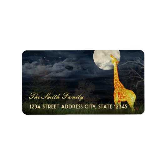 Giraffe und Mond | Benutzerdefiniertes Versand / A Adressaufkleber (Vorne)