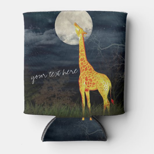 Giraffe und Mond | Custom Bottle Can Cooler Dosenkühler (Vorderseite)