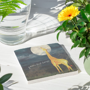 Giraffe und Mond   Custom Stone Drink Untersetzer