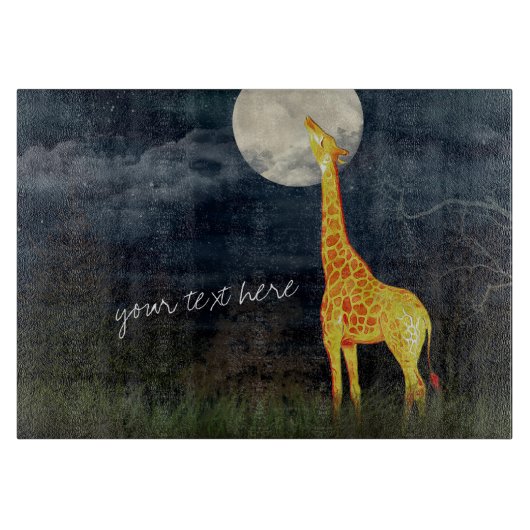 Giraffe und Mond | Decorative Glasschneidplatte Schneidebrett (Vorderseite)