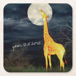 Giraffe und Mond | Konsumentenküste Rechteckiger Pappuntersetzer