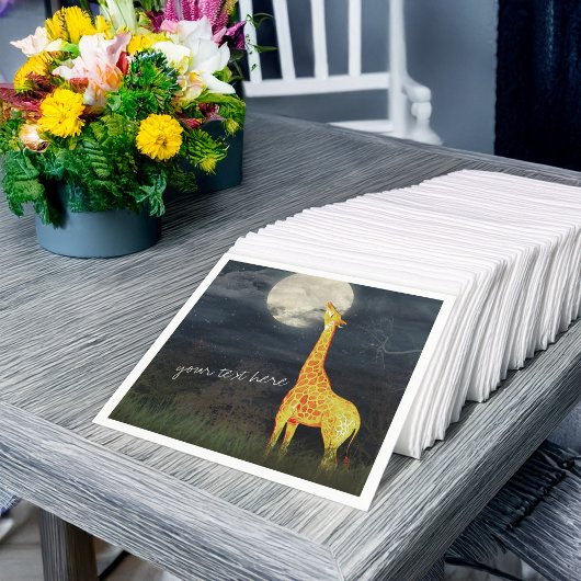 Giraffe und Mond | Kundenspezifisches Papier Napki Serviette