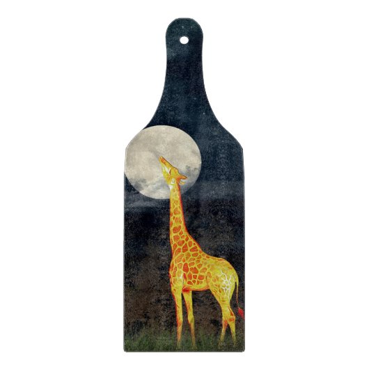 Giraffe und Mond | Maßgeschneidertes Glasschneidbr Schneidebrett (Vorderseite)