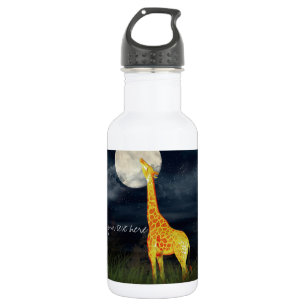 Giraffe und Mond   Wasserflasche
