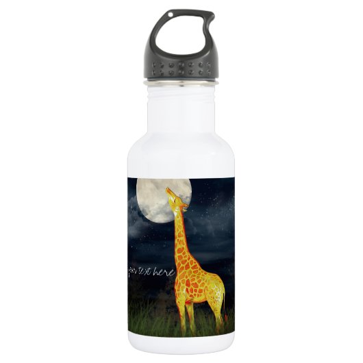 Giraffe und Mond | Wasserflasche (Vorderseite)
