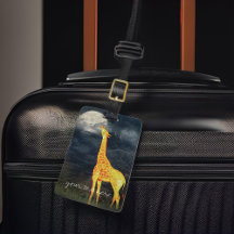 Giraffe und Moon Custom Luggage Tag Lederband