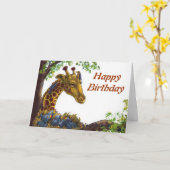Giraffe und Oxpecker Happy Birthday Card Karte (Gelbe Blume)