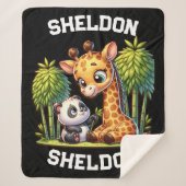 Giraffe und Panda Mit Monogramm Name | Sherpadecke (Vorderseite)