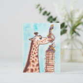 Giraffe und Pfannkuchen Postkarte (Stehend Vorderseite)