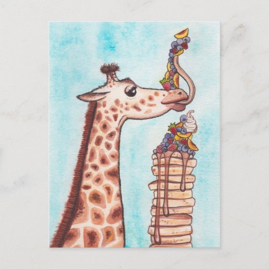 Giraffe und Pfannkuchen Postkarte (Vorderseite)