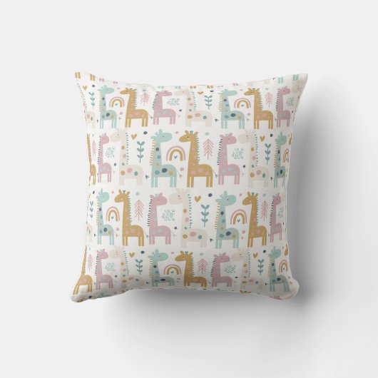 Giraffe und Regenbogenuntergrund Kissen (Rückseite)