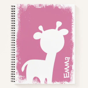 Giraffe und Rehrosa Notizbuch mit Namen