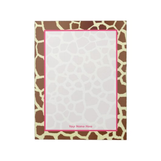 Giraffe und rosa Personalisiertes Notepad Notizblock (Rotiert)