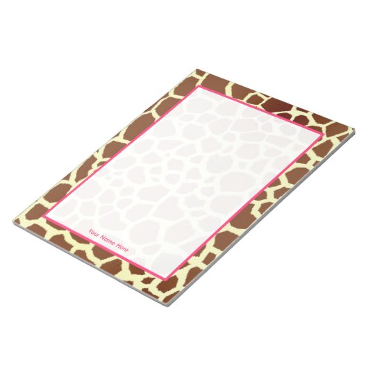 Giraffe und rosa Personalisiertes Notepad Notizblock (angewinkelt)