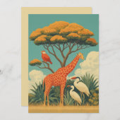 Giraffe und Safari Einladung (Vorne/Hinten)