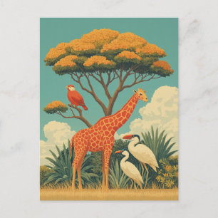 Giraffe und Safari Postkarte