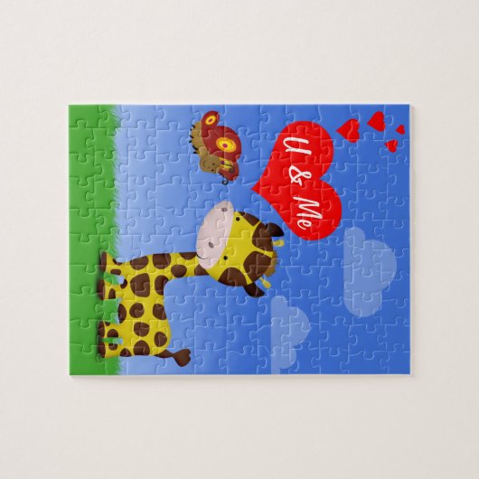 Giraffe und Schmetterling in Liebe Puzzle (Horizontal)