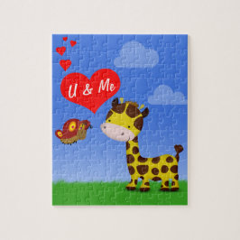 Giraffe und Schmetterling in Liebe Puzzle
