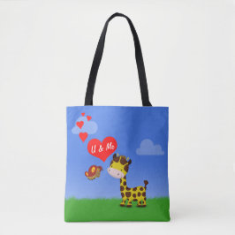 Giraffe und Schmetterling in Liebe Tasche