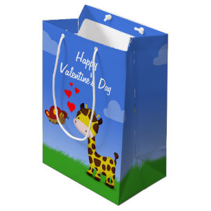 Giraffe und Schmetterling-Valentinstag Mittlere Geschenktüte