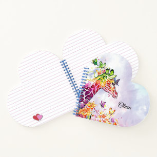 Giraffe und Schmetterlinge Notizblock