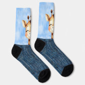 Giraffe und Vogel lächeln Socken (Rechts)