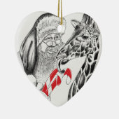 Giraffe und Weihnachtsmann Keramik Ornament (Rechts)
