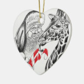 Giraffe und Weihnachtsmann Keramik Ornament (Links)